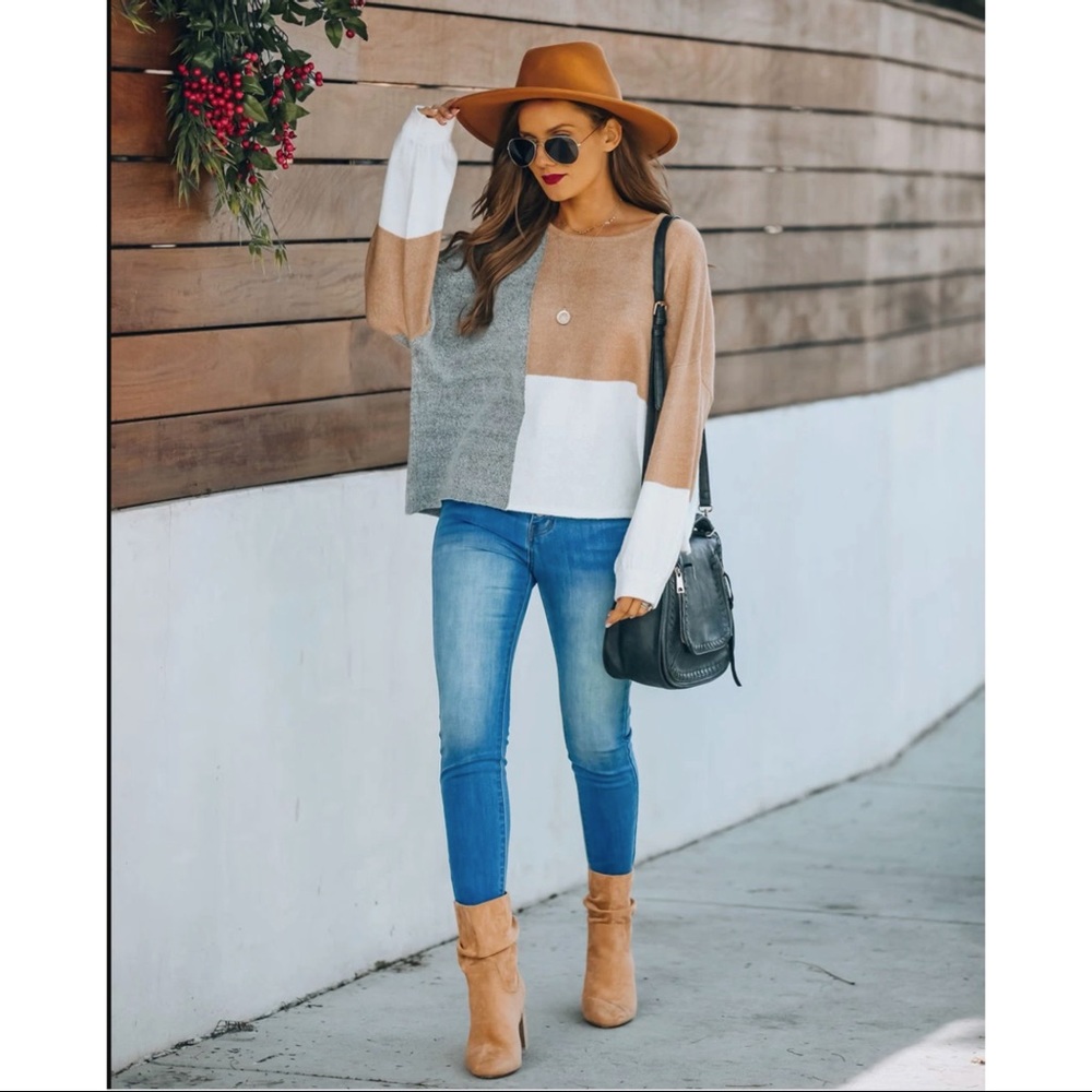 FLASH SALE -WANNA BE YOURS COLORBLOCK KNIT SWEATER - Picture 9 of 9